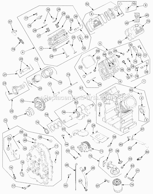 Engine Assembly Diagram and Parts List for GT2521-48 13A-278M710 Cub Cadet Lawn Tractor